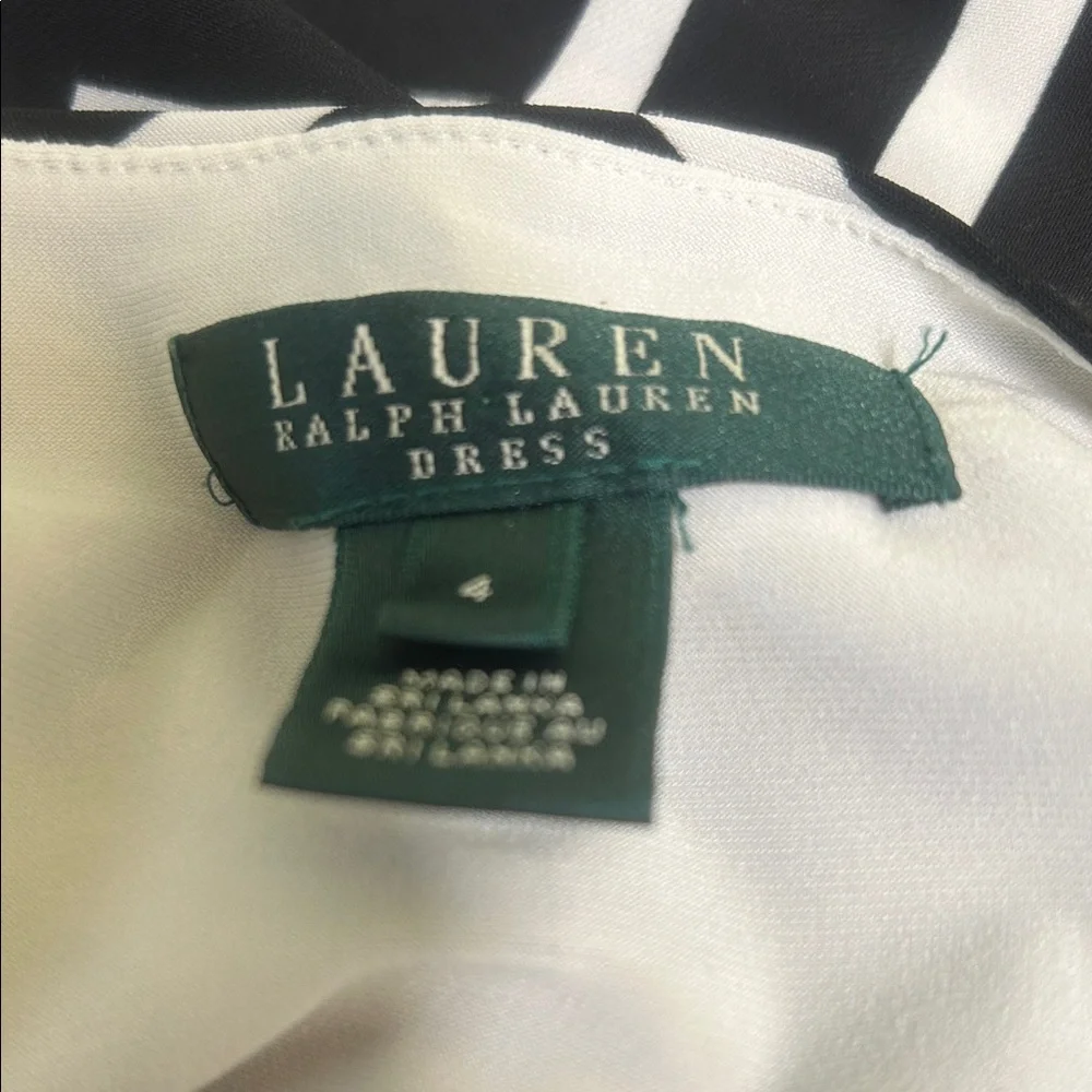 Lauren Ralph Lauren Chevron Patterned Black and White Stretchy Dress Size 4 - Picture 2 of 6